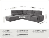 Manchester Charcoal Fabric Electric Recliner Left Hand