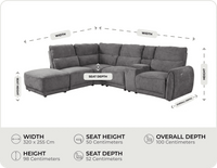 Manchester Charcoal Fabric Electric Recliner Left Hand