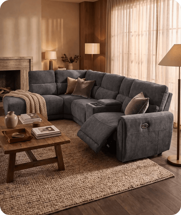 Manchester Charcoal Fabric Electric Recliner Left Hand Corner