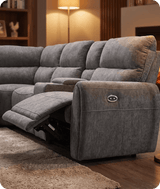 Manchester Charcoal Fabric Electric Recliner Left