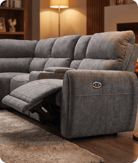 Manchester Charcoal Fabric Electric Recliner Left