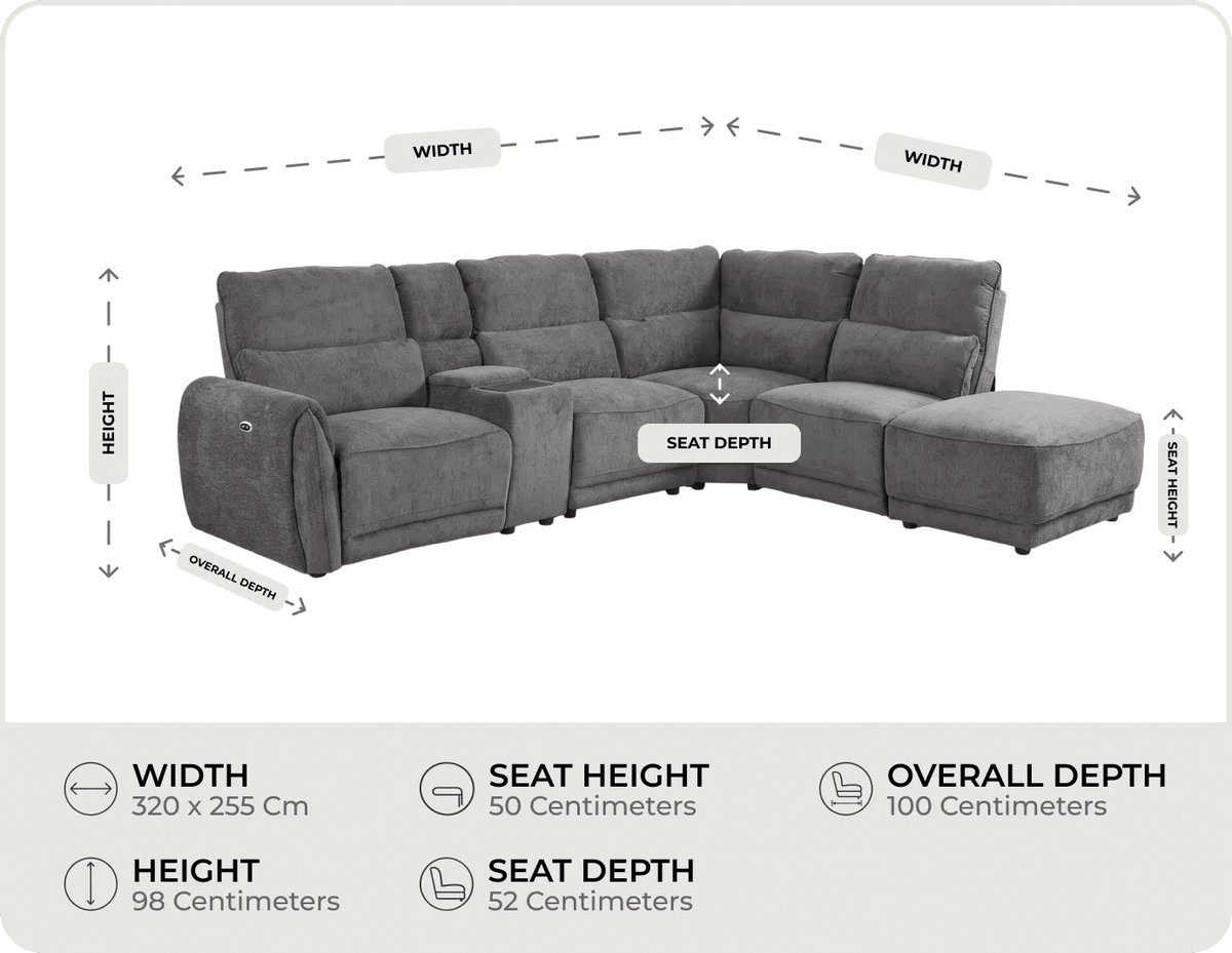 Manchester Charcoal Fabric Electric Recliner