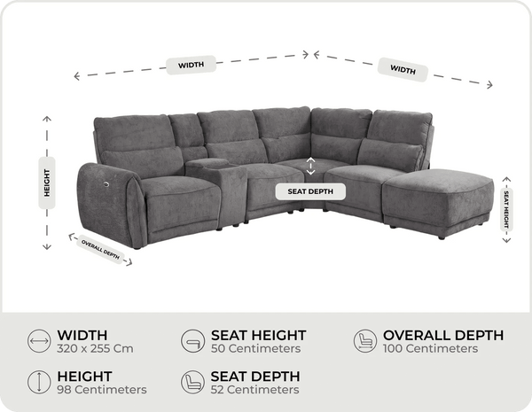 Manchester Charcoal Fabric Electric Recliner