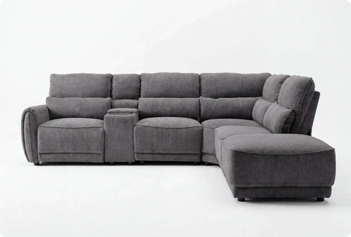 Manchester Charcoal Fabric Electric Recliner Right Hand Corner