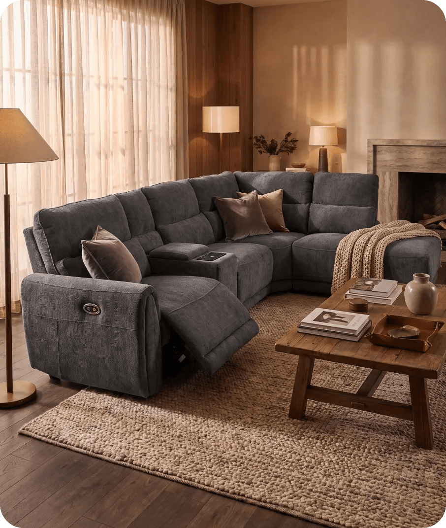 Manchester Charcoal Fabric Electric Recliner Right Hand 