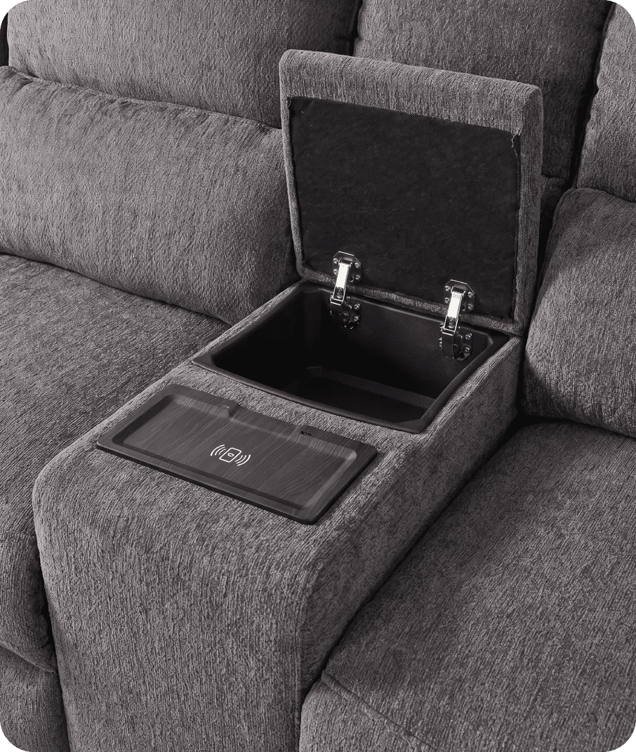 Manchester Charcoal Fabric Electric Recliner Corner Sofa