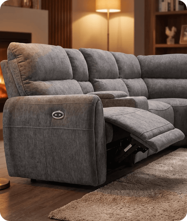 Manchester Charcoal Fabric Right Hand Corner Sofa