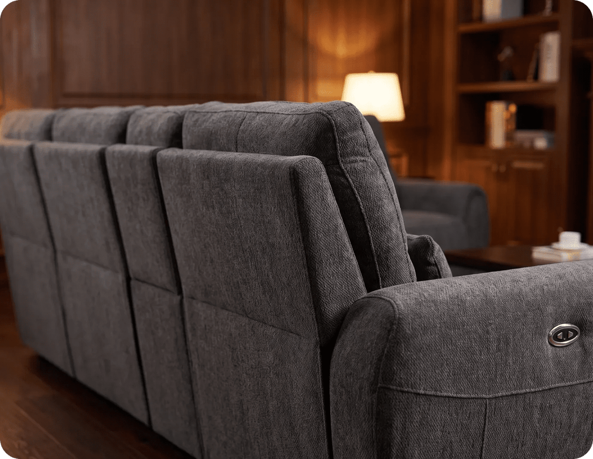 Manchester Charcoal Fabric Electric Recliner Right
