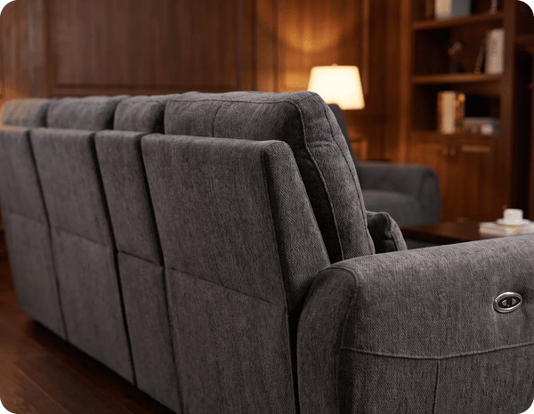 Manchester Charcoal Fabric Electric Recliner Right