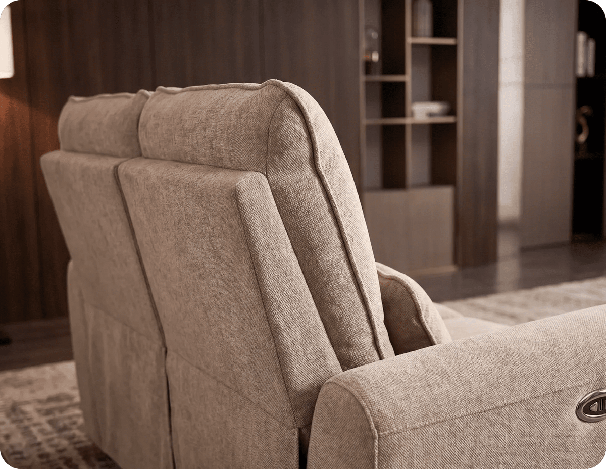 Manchester Fabric Biscuit Electric Recliner 2 Seater