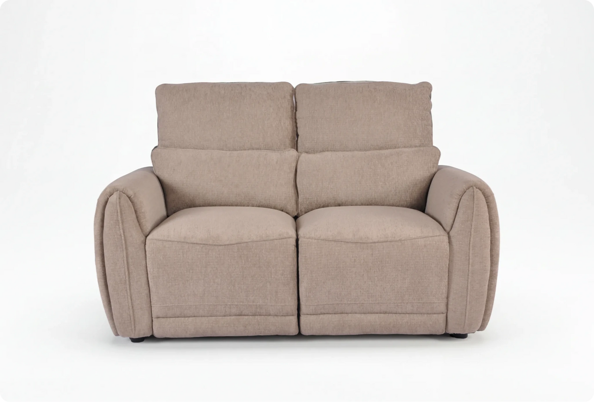Manchester Fabric Biscuit Electric Recliner 2 Seater Sofa