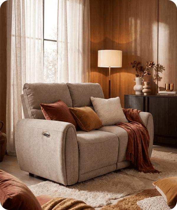 Manchester Fabric Biscuit Electric Recliner