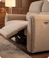 Manchester Fabric Biscuit Electric Recliner 2
