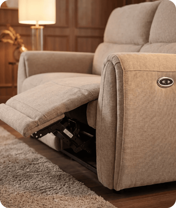 Manchester Fabric Biscuit Electric Recliner 2