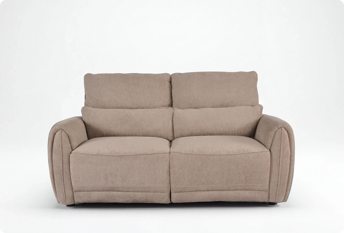 Manchester Fabric Biscuit Electric Recliner 3 Seater Sofa
