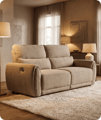 Manchester Fabric Biscuit Electric Recliner 3 Seater