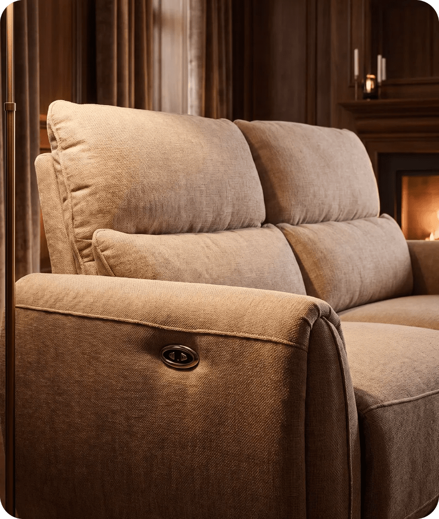 Manchester Fabric Biscuit Electric Recliner 3