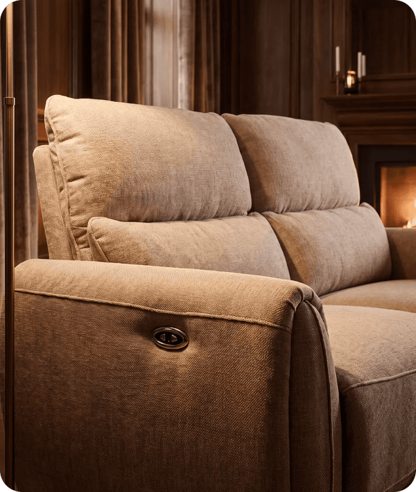 Manchester Fabric Biscuit Electric Recliner 3