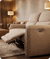 Manchester Fabric Biscuit Electric Recliner