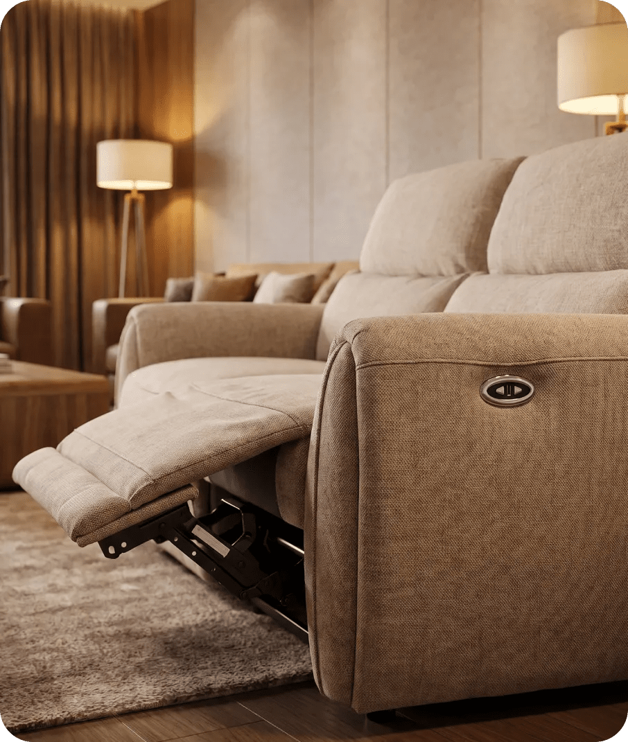 Manchester Fabric Biscuit Electric Recliner
