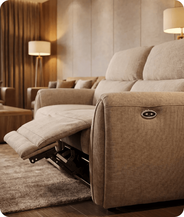 Manchester Fabric Biscuit Electric Recliner