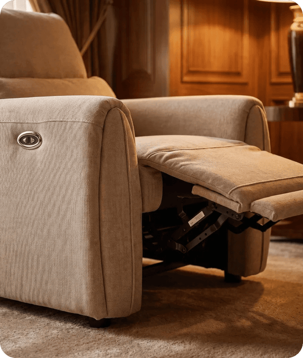 Manchester Fabric Biscuit Electric Recliner Armchair