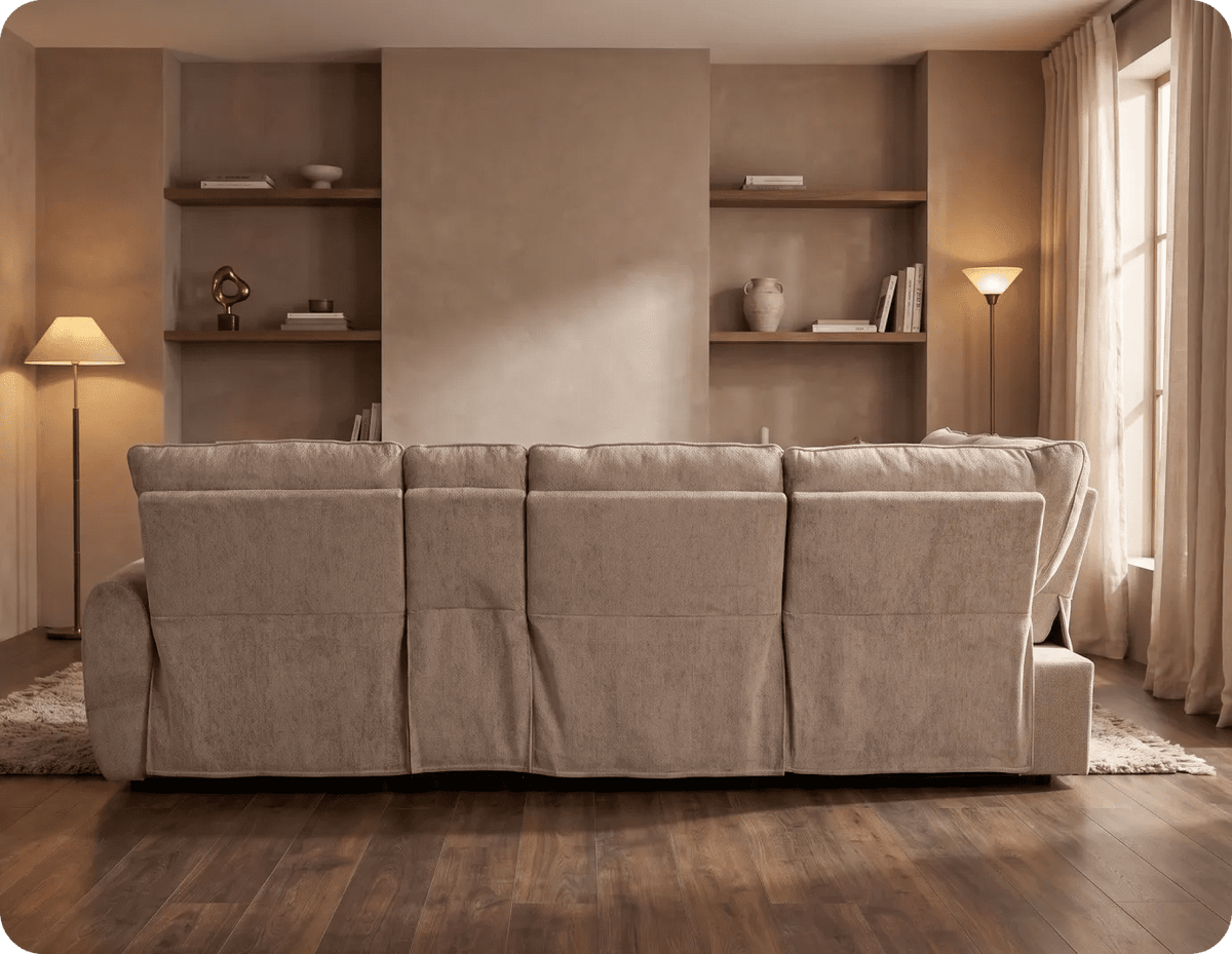 Manchester Fabric Biscuit Electric Recliner