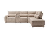 Manchester Fabric Biscuit Electric Recliner Right Hand Corner Sofa