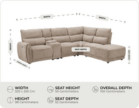 Manchester Fabric Biscuit Recliner Right Hand Corner Sofa