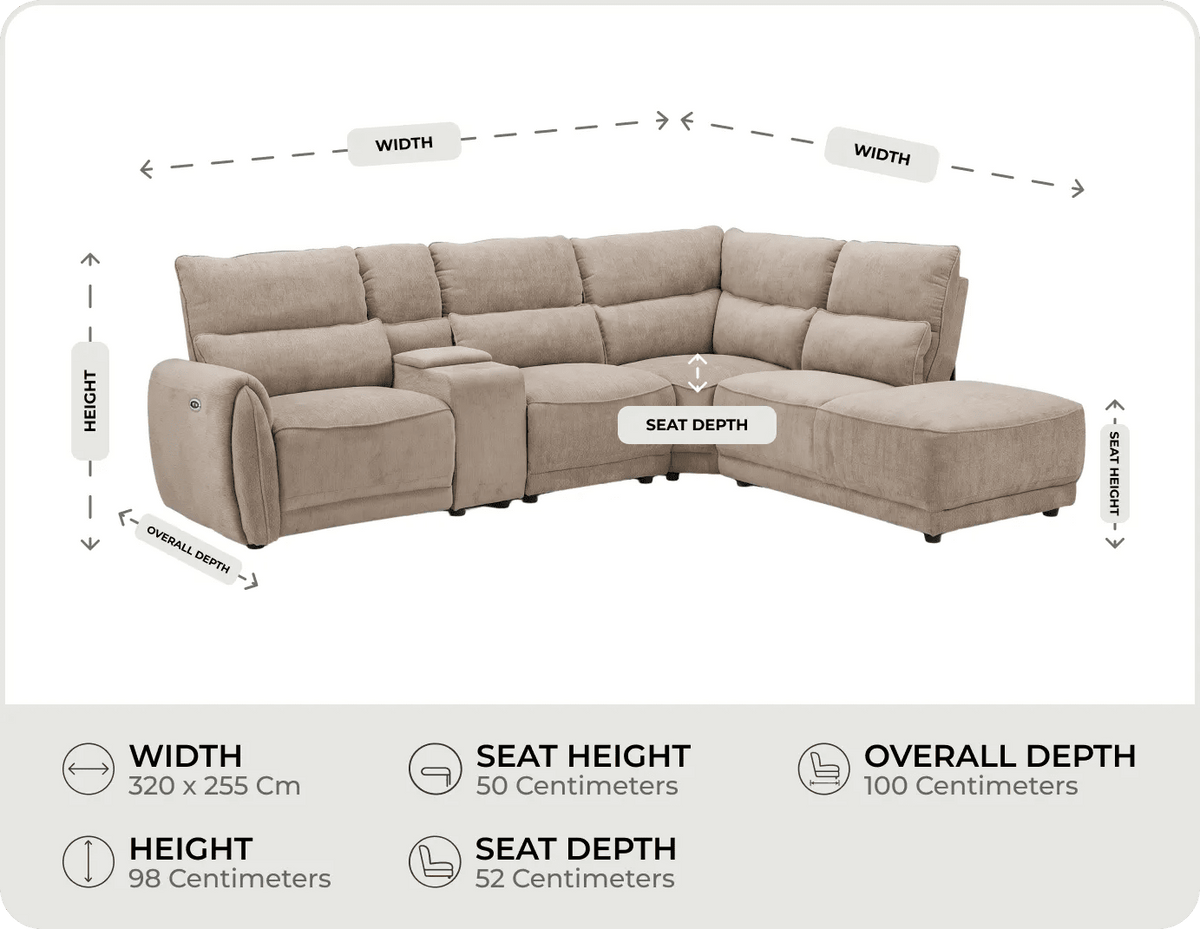 Manchester Fabric Biscuit Recliner Right Hand Corner Sofa