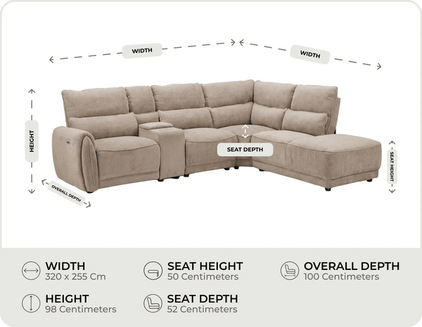 Manchester Fabric Biscuit Recliner Right Hand Corner Sofa