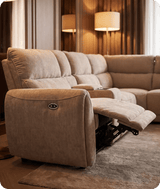 Manchester Fabric Biscuit Electric Recliner Right