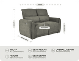 Manchester Fabric Moss Green Electric Recliner 2 Sofa