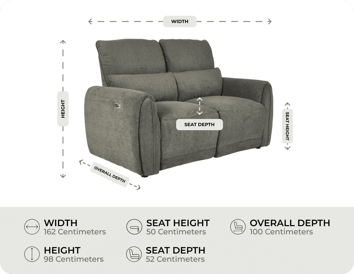 Manchester Fabric Moss Green Electric Recliner 2 Sofa