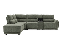 Manchester Fabric Moss Green Electric Recliner Left Hand Corner Sofa