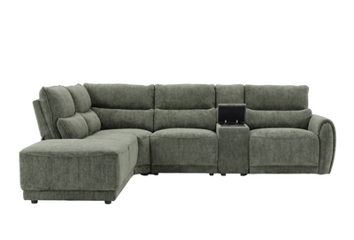 Manchester Fabric Moss Green Electric Recliner Left Hand Corner Sofa