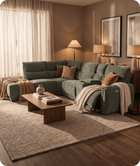 Manchester Fabric Moss Green Electric Recliner Left Hand Corner