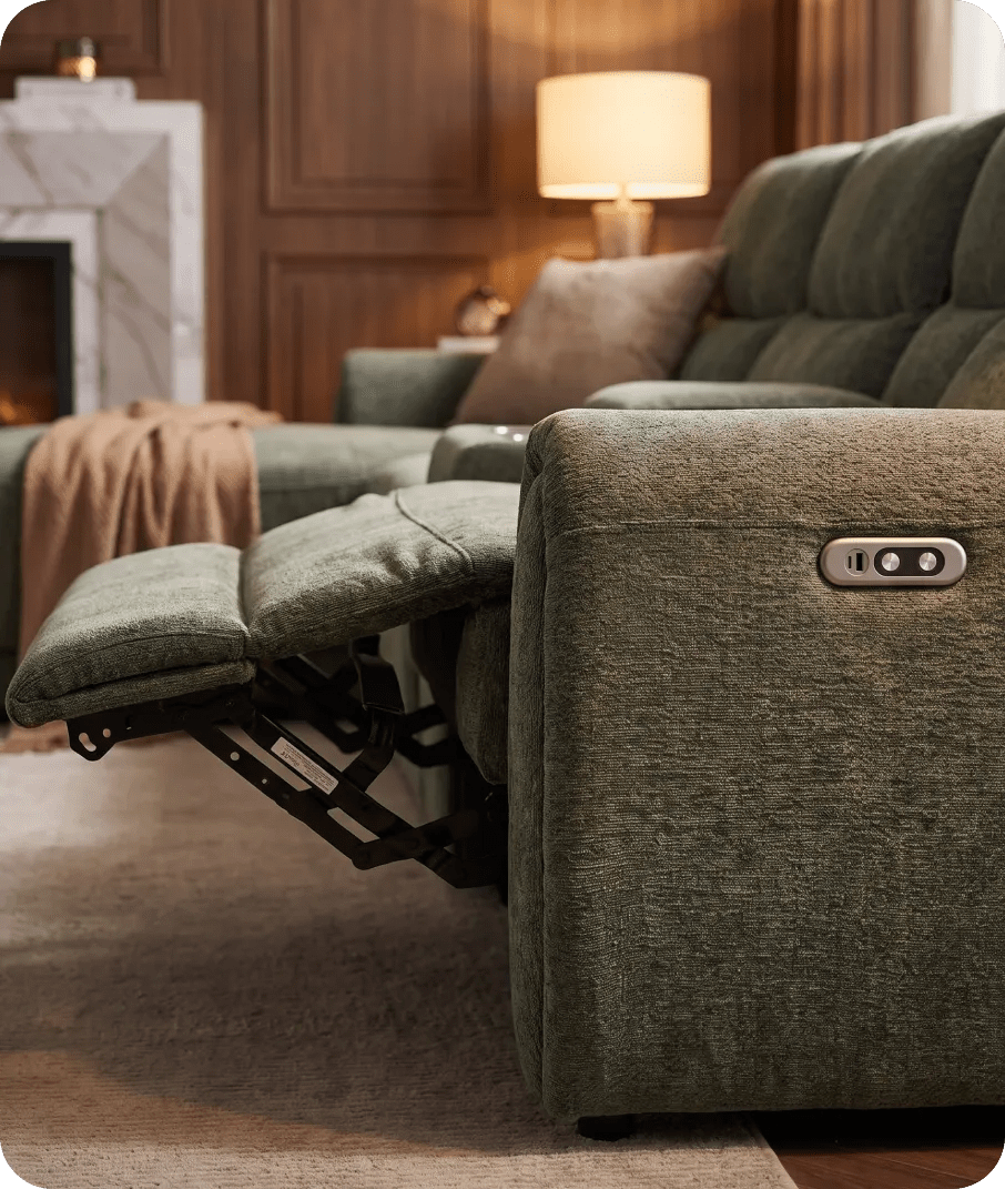 Manchester Fabric Moss Green Electric Recliner Corner Sofa