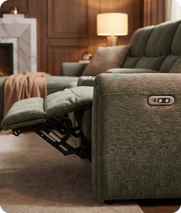 Manchester Fabric Moss Green Electric Recliner Corner Sofa