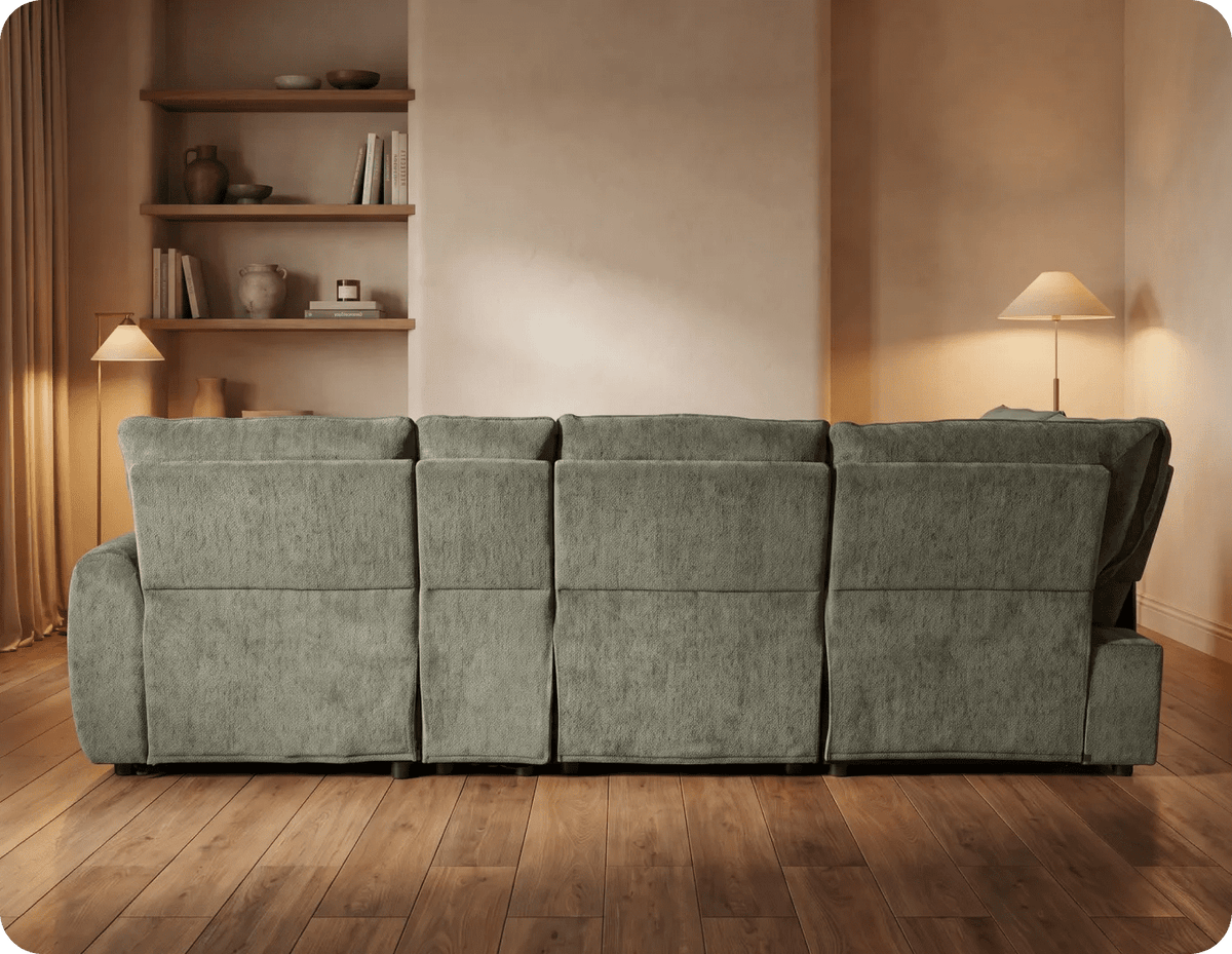 Manchester Fabric Moss Green Electric Recliner Left 