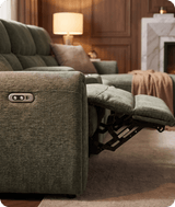 Manchester Fabric Moss Green Electric Recliner Right