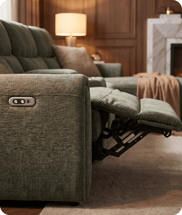 Manchester Fabric Moss Green Electric Recliner Right