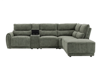 Manchester Fabric Moss Green Electric Recliner Right Hand Corner Sofa