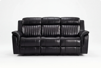 Martini Genuine Leather Black 3 Seater Sofa