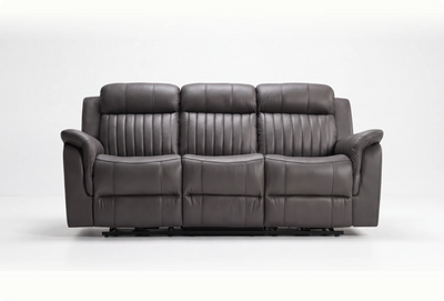 Martini Genuine Leather Grey Electric Power Recliner 3 Seater Sofa