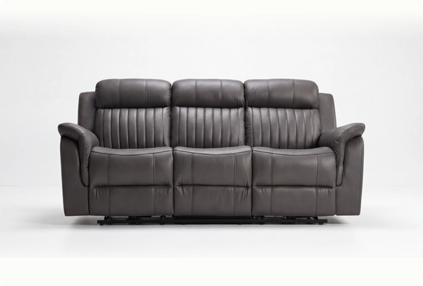 Martini Genuine Leather Grey 3 Seater Sofa