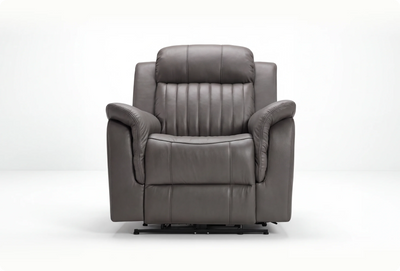 Martini Genuine Leather Grey Electric Power Recliner Armchair