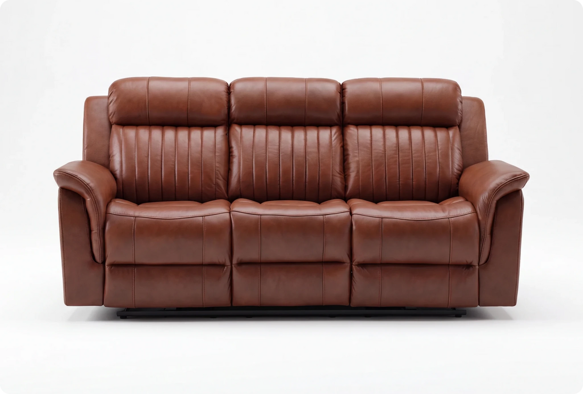 Martini Genuine Leather Tan 3 Seater Sofa