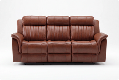 Martini Genuine Leather Tan Electric Power Recliner 3 Seater Sofa