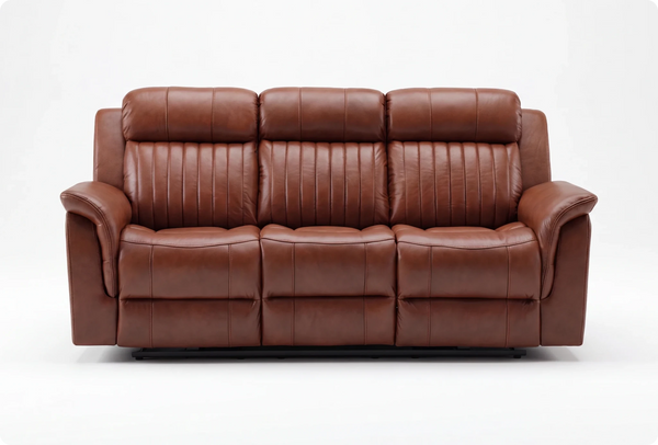 Martini Genuine Leather Tan 3 Seater Sofa